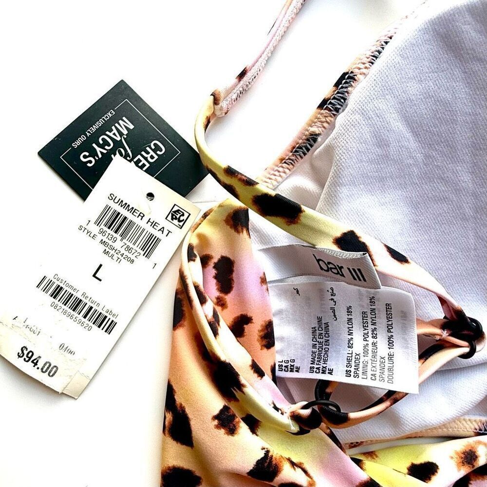 NWT Bar III Women's Animal-Print O-Ring Monokini Swimsuit.  Size L - Picture 8 of 9